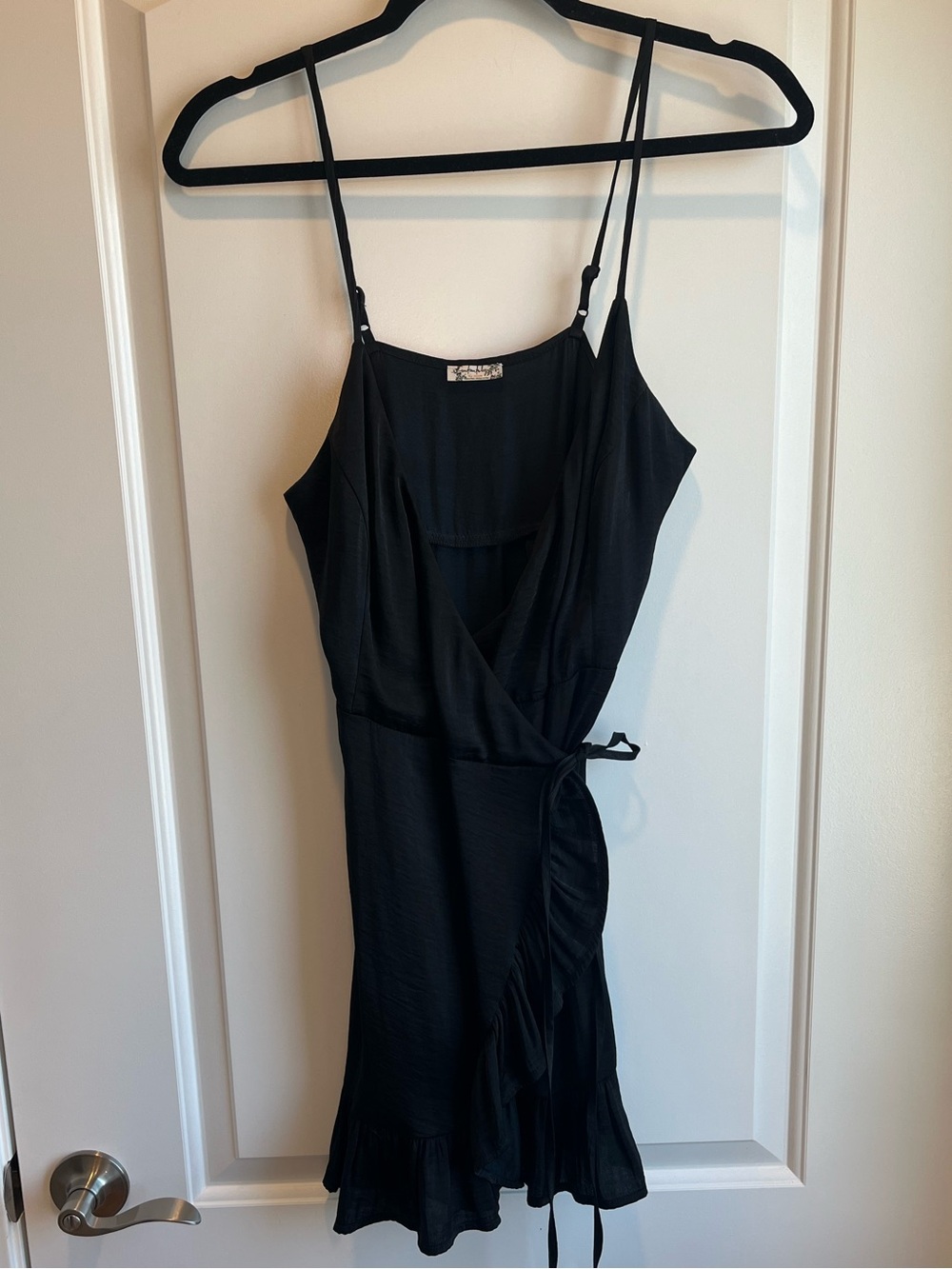 Free People Intimately Navy Blue All My Love Tie Waist Ruffle Hem Mini Dress XS